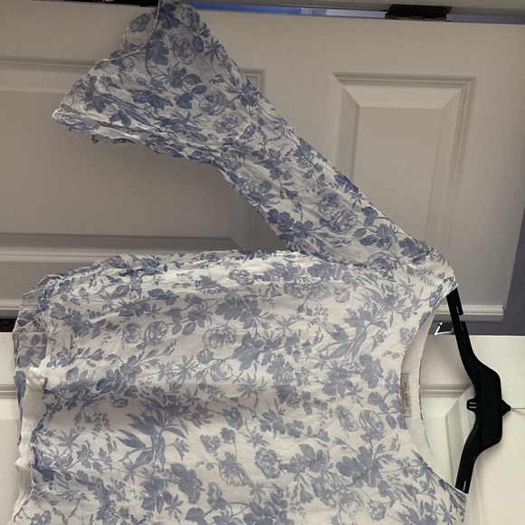 Viola Borghi lightweight blouse, size large, white & blue - Picture 4 of 5